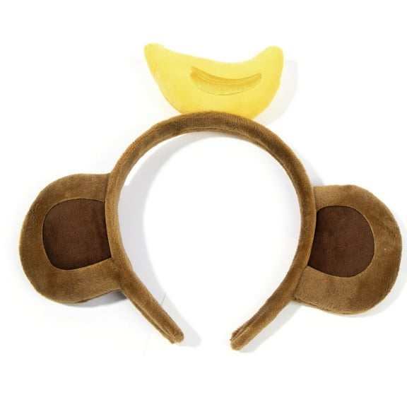 Aellinatey Plush Headbands Monkey Ears Hair Hoop Cartoon Banana Performances Hairband
