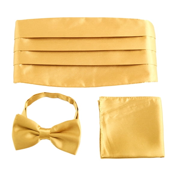 Aellinatey Pocket Square Cummerbund Tie Set 3in1 Formal Event Neckwear Wedding Accessory