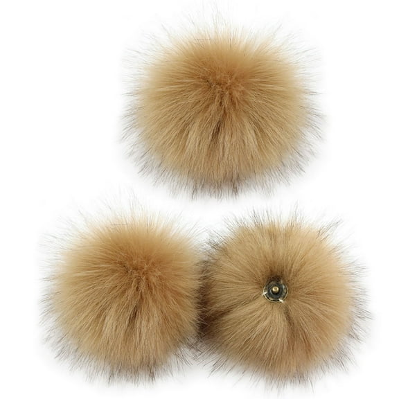 Aellinatey Pom Poms Fluffy Pompoms Faux Fur Puff Ball with Press Button for DIY Ornament