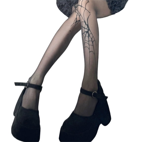 Aellinatey Practical Nylon Spiders Web Design Pantyhose Comfortable Costume Accessory