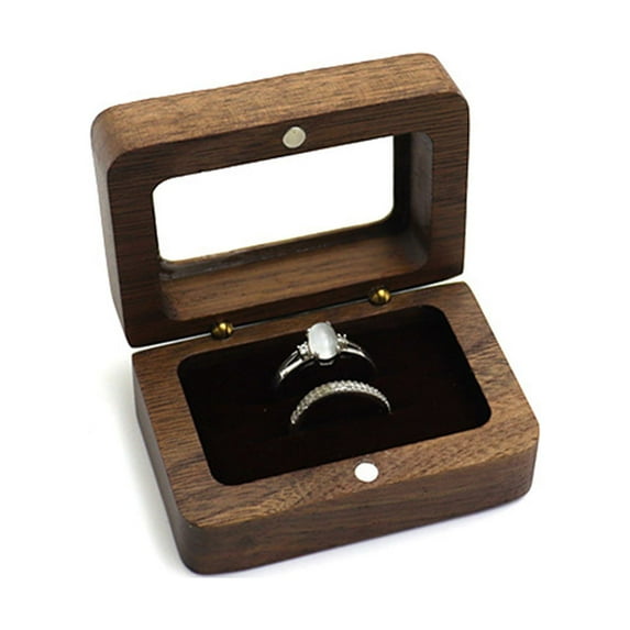 Aellinatey Premium Wooden Engagement Ring Box Flat Ring Box for Wedding,Proposal