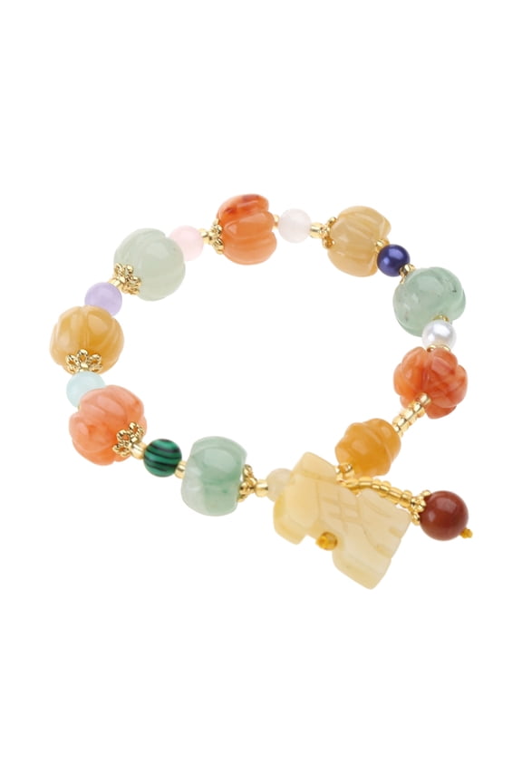 Pumpkin Beads Bracelet Bangle Buddha Bead Bracelet Jade Lucky Healing Jewelry