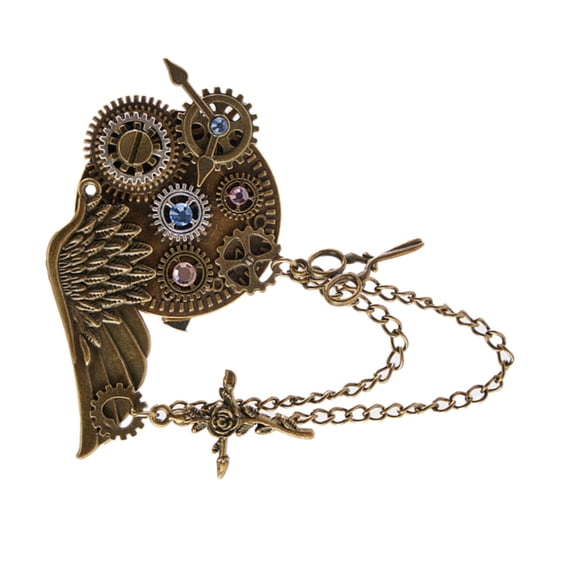 Aellinatey PunkStyle Gear Brooches Lapel Pin Steampunk Wing Hairclip Costume Hair Decors