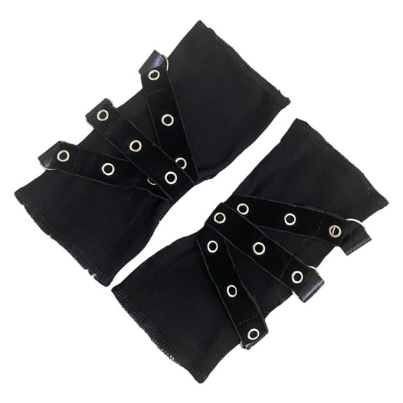 Aellinatey Retro Dark Arm Warmers Black Fingerless Cotton Sleeves with Strap Detail for Streetwear Stage Dance Outfit Wear
