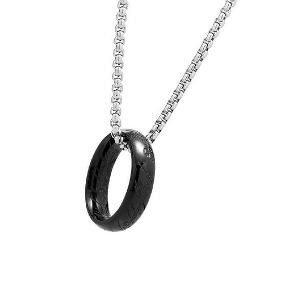 Aellinatey Retro Finger Ring Pendant Necklace Titaniums Steel Neckchain Men Accessories