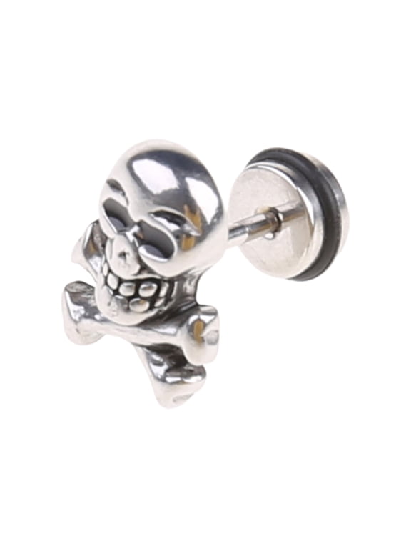 Retro Skull for Head Ear Piercing Studs Earrings for Titanium Steel Ear Ring Gho