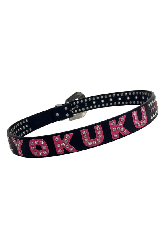 Rhinestoned Lettering Adjustable Waist Strap PU Belt Gift For Fashion Lovers