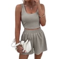 thumbnail image 1 of Aellinatey Ribbed Tank Top And Shorts Set Two Piece Outfits For Women Sexy Shorts Set, 1 of 16