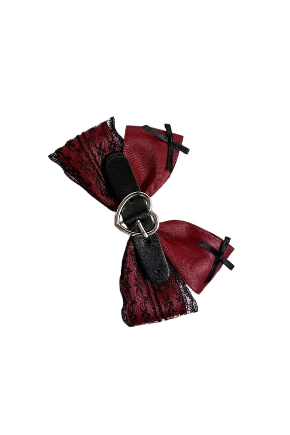 Ribbon Bow Haipin Bowknot Heart Lace Side Clip Bow Hair Clip for Girl