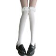 thumbnail image 1 of Aellinatey Ruffle Bows Girl Socks Cotton Calf Socks Sweet Knee Highs Stocking Streetwears, 1 of 20