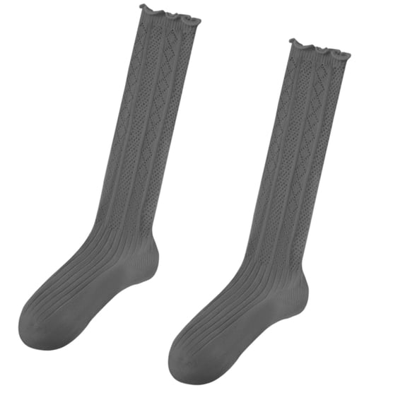 Aellinatey Ruffle Knee Highs Trouser Socks Hollowed Knits Stockings Over the Calf Socks