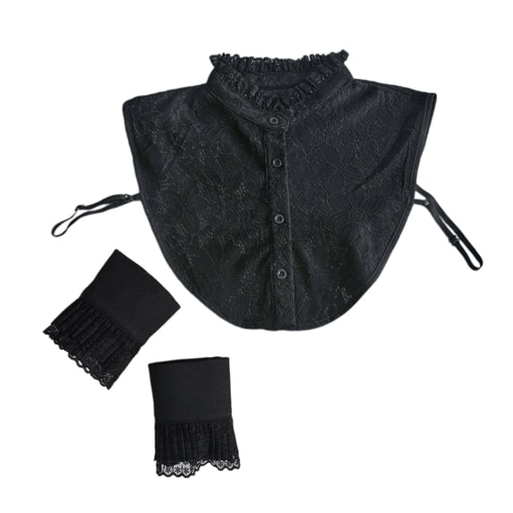 Aellinatey Ruffle Lace Detachable Fake Collar and Cuffs Set Clothes Accessories for Womens