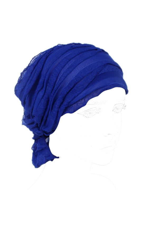 Ruffled Turban Caps Pleated Ruched Head Scarf Muslims Hijab Hat for Patients