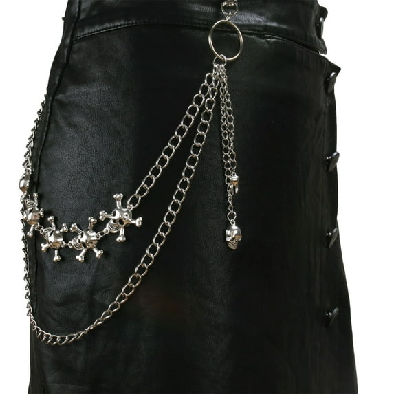 Aellinatey Skull Shape Pendant Pant Chain Women Double Layer Street Metal Jeans Chain