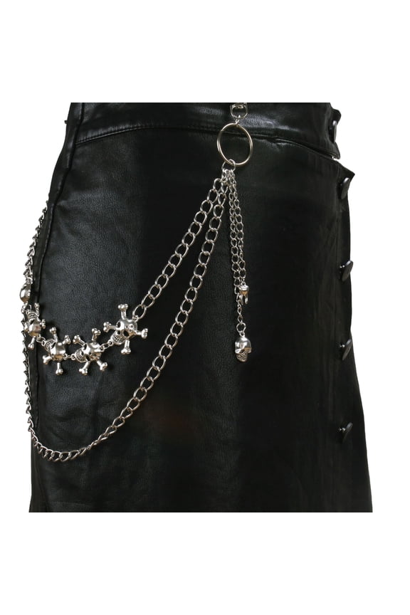 Skull Shape Pendant Pant Chain Women Double Layer Street Metal Jeans Chain