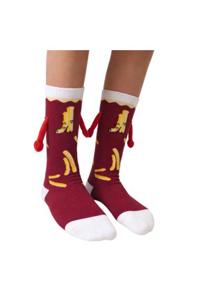 Soft Cotton Socks With Magnetic Closure Funny Hamburger Pattern Socks for Women