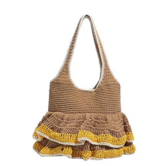 Aellinatey Spacious Knit Shopper Bag Large Handbag Perfect For Travel And Shopping