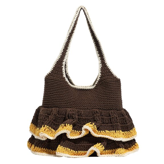 Aellinatey Spacious Knit Shopper Bag Large Handbag Perfect For Travel And Shopping