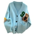 thumbnail image 1 of Aellinatey Spring Autumn Womens Cardigans Cartoon V-neck Button Down Sweater Cardigans, 1 of 16