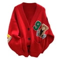 thumbnail image 1 of Aellinatey Spring Autumn Womens Cardigans Cartoon V-neck Button Down Sweater Cardigans, 1 of 16