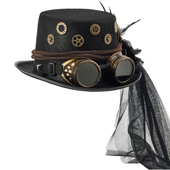Aellinatey Steampunks Themed Mesh Veils Goggle Cap Perfect For Gothic Fashion Lover
