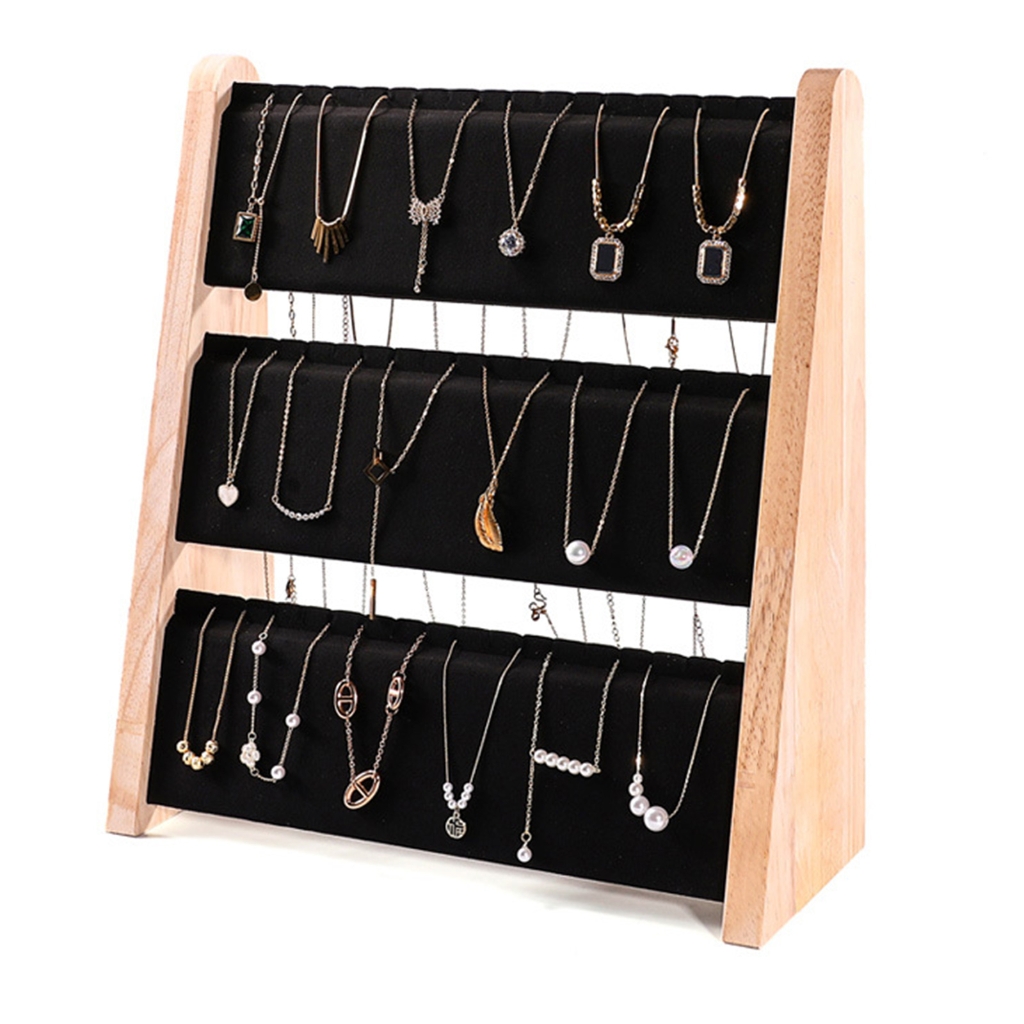Aellinatey Sturdy 3 Layer Wood Jewelry Holder Necklace and Bracelet ...