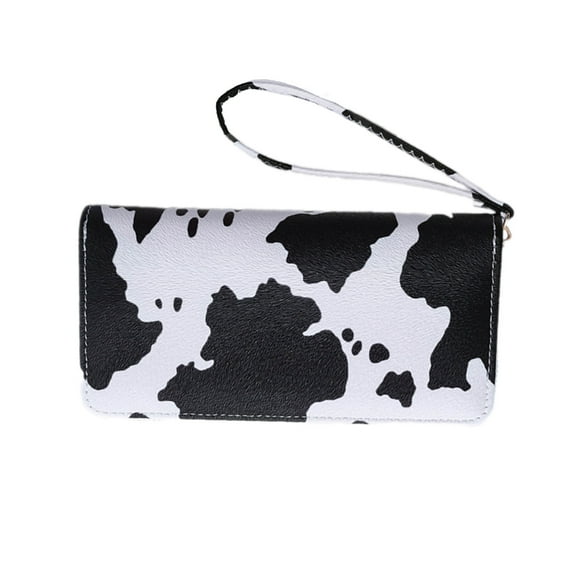 Aellinatey Stylish Cow Print Handheld Wallet PU Card Holder Purse for Fashionable Women