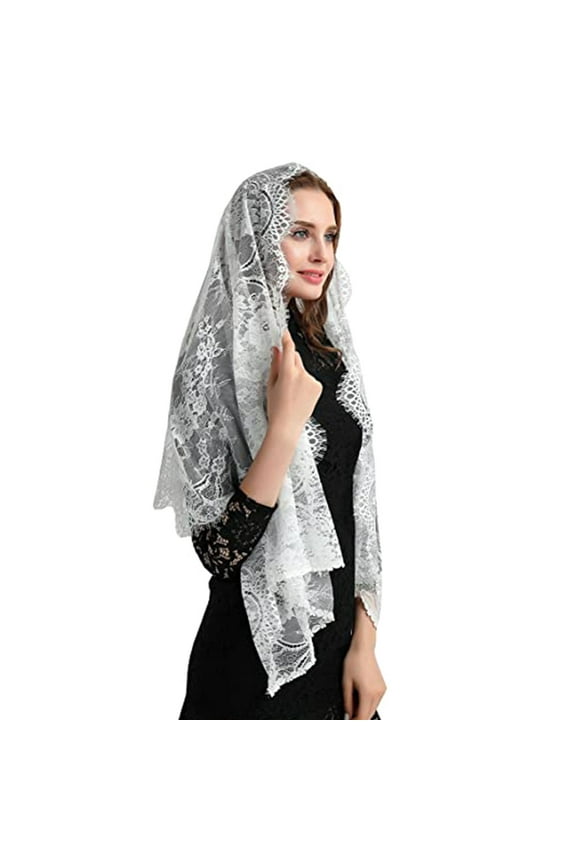 Stylish Lace Veiled Hollowed Out Shawl Soft Shoulder Wrap Scarf for Church