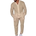 thumbnail image 1 of Aellinatey Stylish Men's Plain Linen Clothing Set for Office Commute and Outdoor Activity, 1 of 9