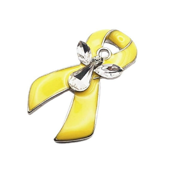 Aellinatey Supportive Yellow Ribbon Angel Brooch Elegant Lapel Pin Ornament for Parties