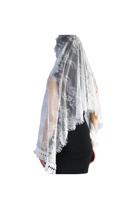 Traditional Lace Tulle Veil Female Head Covering Catholic Chapel Wedding Veil
