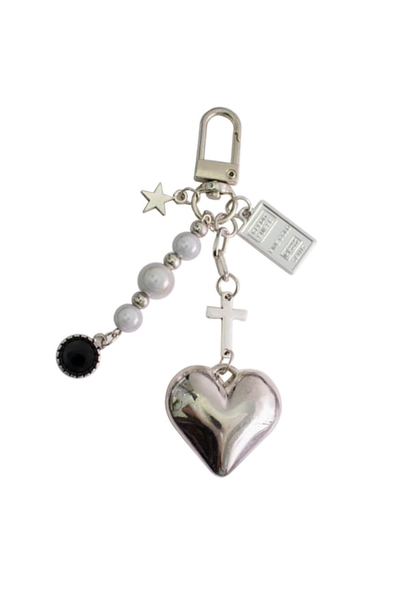 Trendy Alloy Key Rings with Cute Bear and Cross Charm Design Handmade Keychain