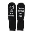 thumbnail image 1 of Aellinatey Unisex Black White Funny Sayings Cotton Socks Novelty I Am Not Sleeping Just Resting My Eyes Letters Hosiery Birthday Santa Gift for Grandpa Dad Mom, 1 of 10