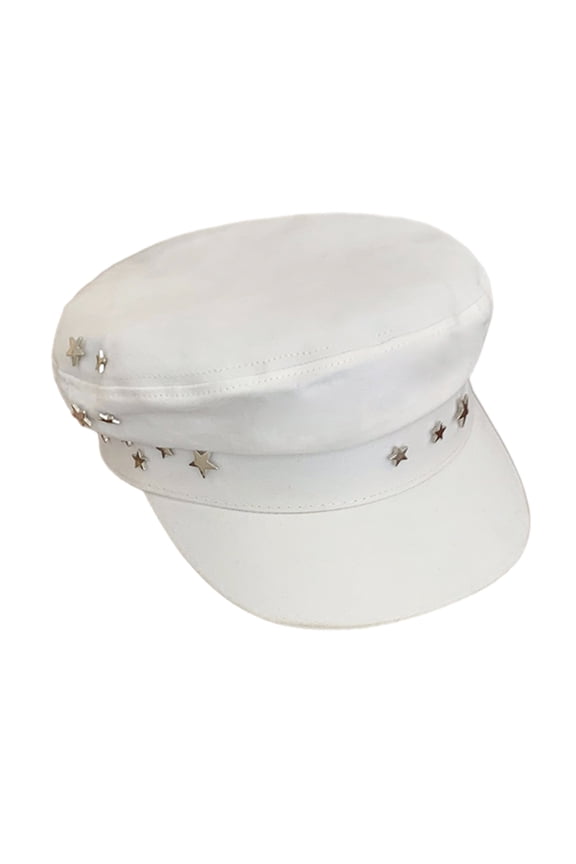 Unisex Casual Y2k Girls Beret Hat with Star Rivet Summer Women Peaked Cap