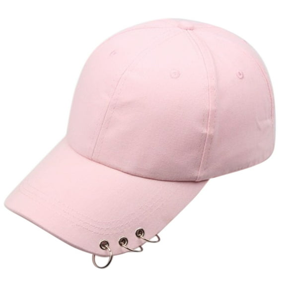 Aellinatey Unisex Korean Harajuku Baseball Cap with Metal Rings Hip Hop Adjustable Dad Hat