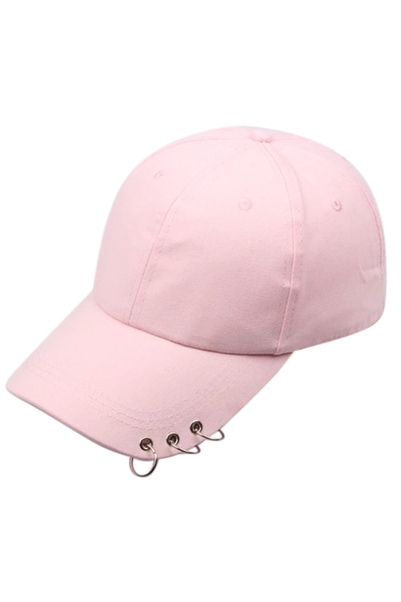 Unisex Korean Harajuku Baseball Cap with Metal Rings Hip Hop Adjustable Dad Hat