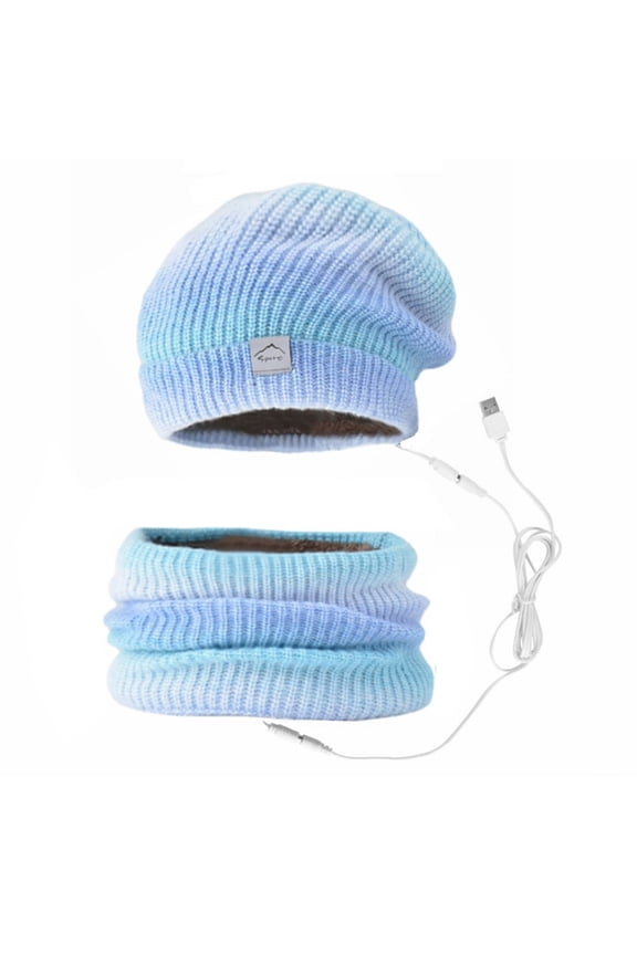Usb Heated Hat Scarf Set Electric Warm Knit Hat Scarf Set Heated Beanie