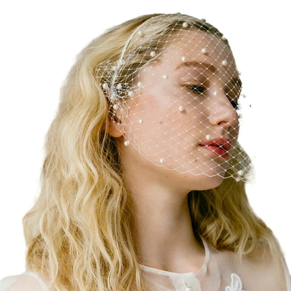 Aellinatey Wedding Ceremony Bridal Veil Headband Bride Forehead Mesh Veil Party Headpiece