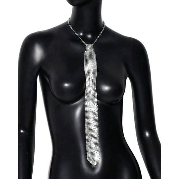 Aellinatey Woman Masquerade Necktie with Shinning Diamond Alloy Necktie for Ladies
