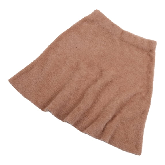 Aellinatey Women Elastic High Waist Imitated Furry Pleated A-Line Slim Mini Skirt