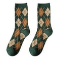 thumbnail image 1 of Aellinatey Women Ethnic Argyle Plaid Print Crew Socks Vintage College Preppy Style Hosiery, 1 of 5