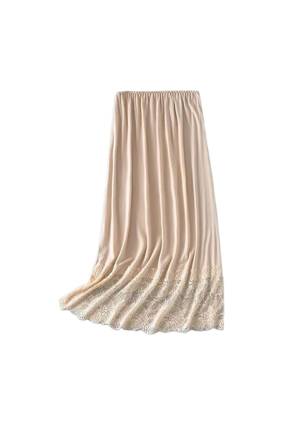 Women Lace Trim Half Slip Underskirt Safety Long Petticoat for Under Dresses