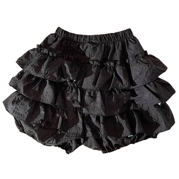 Aellinatey Women Layered Ruffled Pumpkin Shorts Maid Bowknot Safety Pant Ruched Bloomers