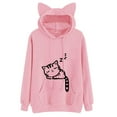 thumbnail image 1 of Aellinatey Women Long Sleeve Hoodies Novelty Cute for Cat Ears Sleeping Kitten Print Sweats, 1 of 13