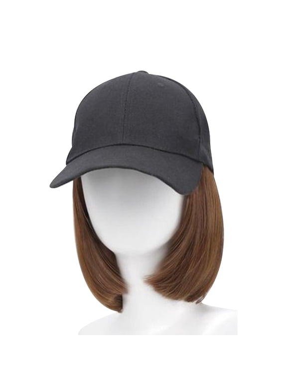 Women Long Wigs Synthetic Hairpiece with Baseball Hat for Cancers Patient