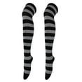 thumbnail image 1 of Aellinatey Women Over Knee Long Socks Anime Cosplay Striped Printed Thigh High Stockings, 1 of 20