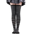 thumbnail image 1 of Aellinatey Women Over Knee Long Socks Anime Cosplay Striped Printed Thigh High Stockings, 1 of 21