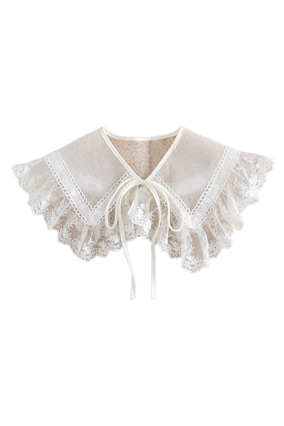 Women Retro French Neck Fake Collar Detachable Half Blouse Shoulder Wrap