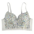 thumbnail image 1 of Aellinatey Women Sexy AB Colored for Rhinestone Bustier Crop Top Spaghetti Strap Push Up Jewelry Bralette Glitter Club Party Corset Bra Sling Vest, 1 of 16