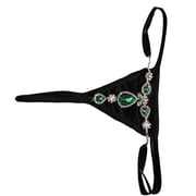 Aellinatey Women Sexy Rhinstones Underwear Body Chain Low Rise G String Thongs Panties